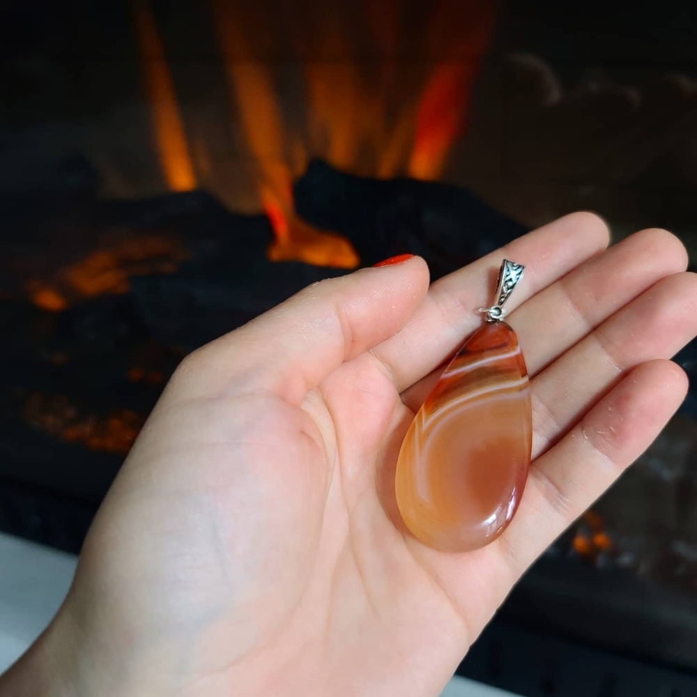Lace Agate Pendant Teardrop